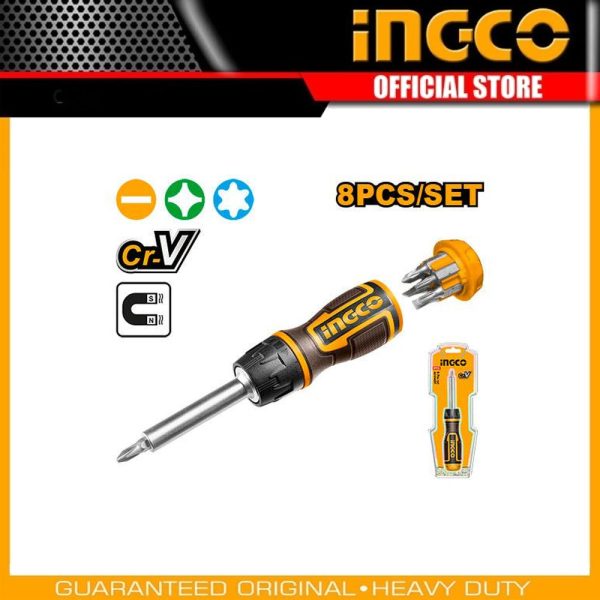 8 Pcs ratchet
screwdriver set AKISD0808 | Company: INGCO | Origin: China