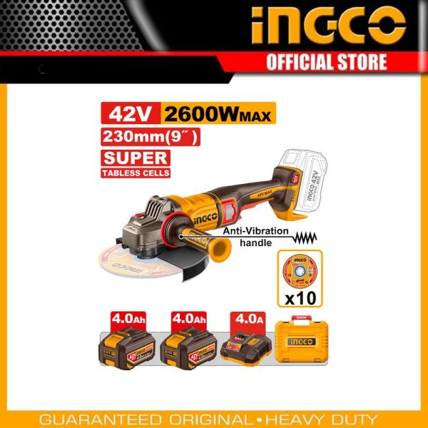 Cordless angle grinder CAGLI4260182 | Company: INGCO | Origin: China