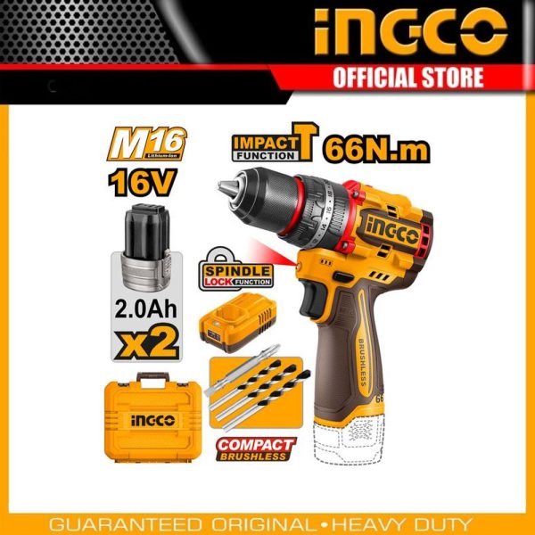 Compact brushless
cordless impact drill CIDLI166062 | Company: INGCO | Origin: China