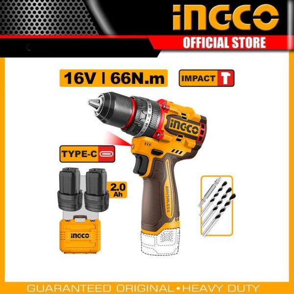 Compact brushless
cordless impact drill CIDLI16665 | Company: INGCO | Origin: China