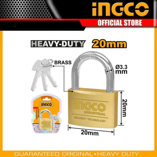 Heavy duty brass
padlock DBPL0202 | Company: INGCO | Origin: China