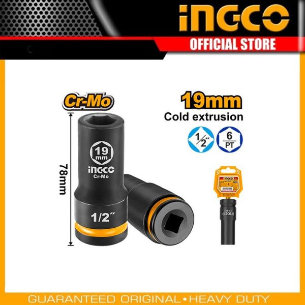 1/2"DR. Deep impact
socket HDIS12192L | Company: INGCO | Origin: China
