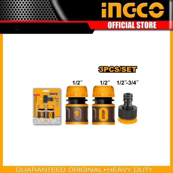 3 Pcs hose quick
connectors set HHCS03122 | Company: INGCO | Origin: China