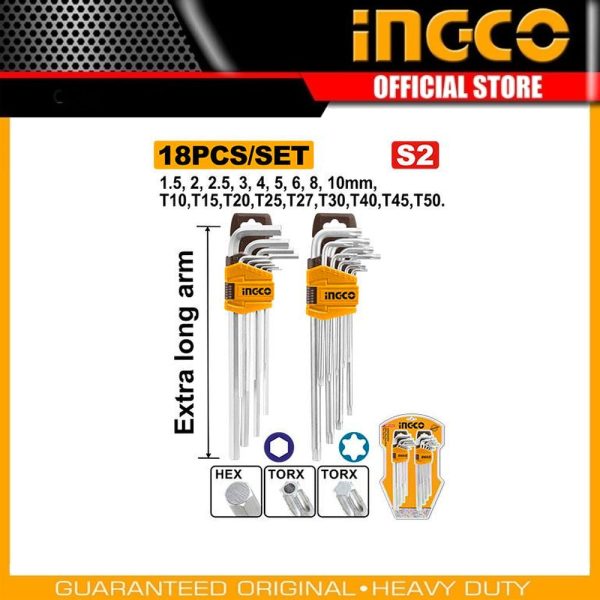 18 Pcs hex key and
torx key set HHKSET0181 | Company: INGCO | Origin: China