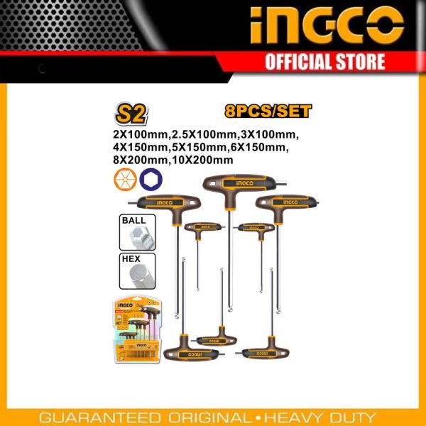 8 Pcs T-handle ball
point hex wrench set HHKT80828 | Company: INGCO | Origin: China