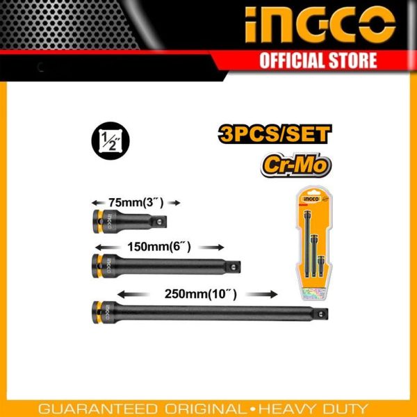 3 Pcs 1/2"DR. Impact
extension bar set HKISEB12031 | Company: INGCO | Origin: China