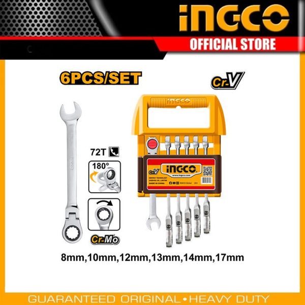 6 Pcs Flexible ratchet
spanner set HKSPAR2063 | Company: INGCO | Origin: China