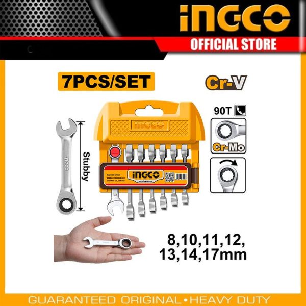 7 Pcs Short ratchet
spanner set HKSPAR2074 | Company: INGCO | Origin: China