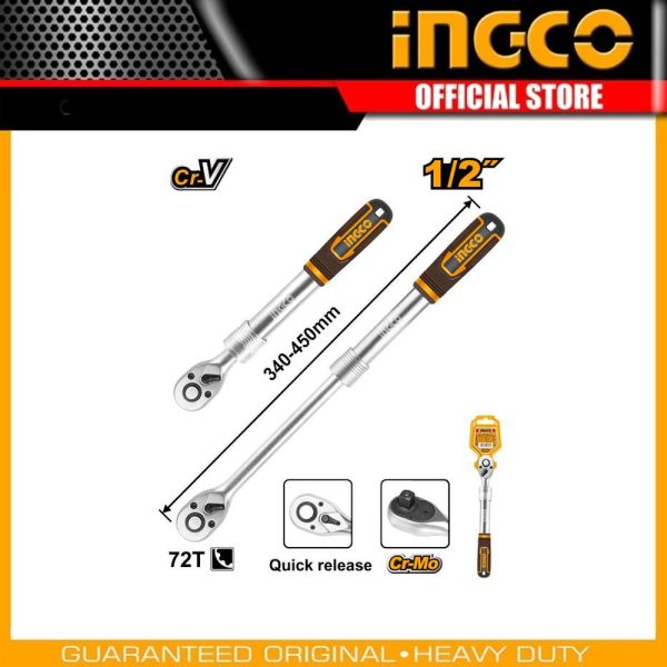 1/2" Extendable
ratchet wrench HRTH08128L | Company: INGCO | Origin: China