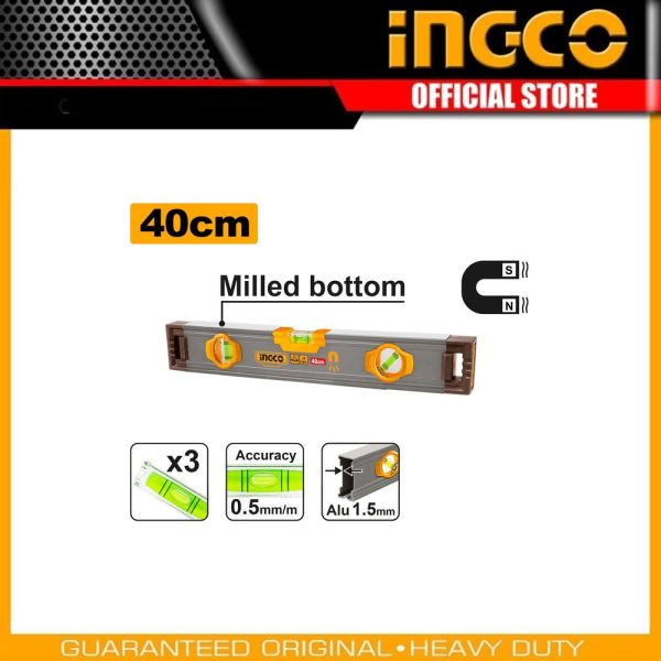 Spirit level with
powerful magnets HSL38040M | Company: INGCO | Origin: China